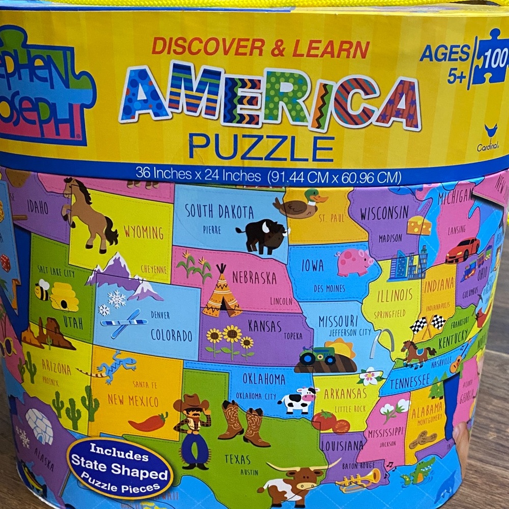 Stephen Joseph America Puzzle for Kids - Colorful Educational Game. 100 Pieces